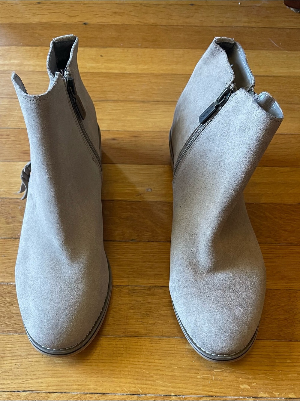 Blondo Light Taupe Suede Ankle Booties with Side Zip
